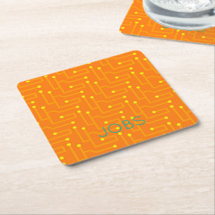 Computer-Schaltplatine orange gelb NAME Modern Rechteckiger Pappuntersetzer