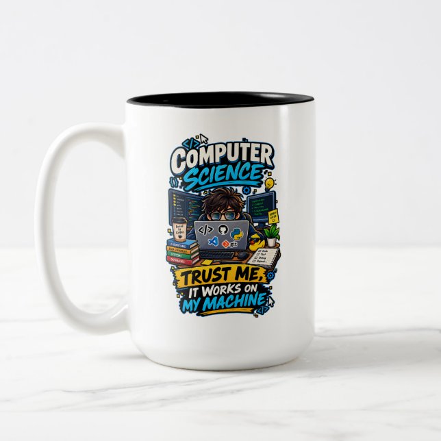 Computer Science Lustiger Programmierer – Vertrau  Zweifarbige Tasse (Links)