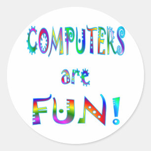Computer sind Spaß Runder Aufkleber