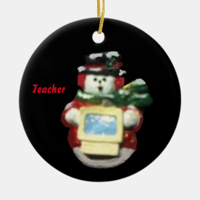 COMPUTER SNOWMAN COLLECTOR LEHRER XMAS KERAMIK ORNAMENT (Vorne)