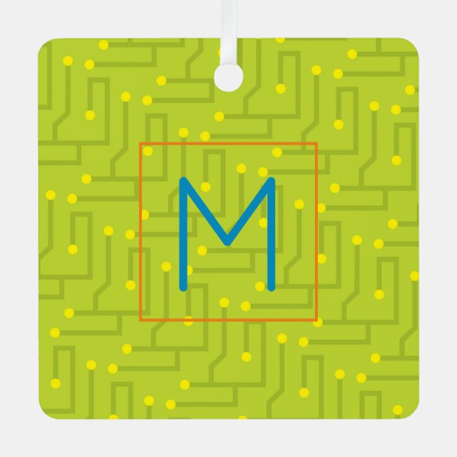 Computer Wiz INITIAL Mutter Board Moderne Farben Ornament Aus Metall (Vorderseite)