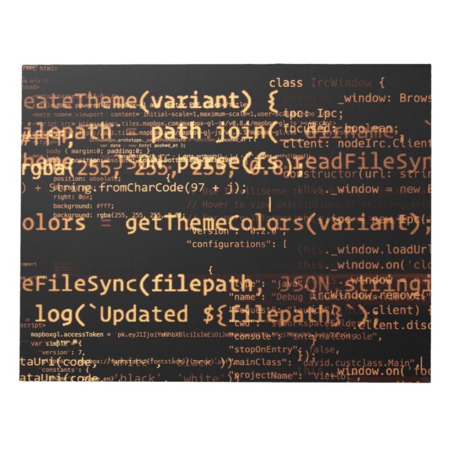 Computercode Notizblock (Vorderseite)