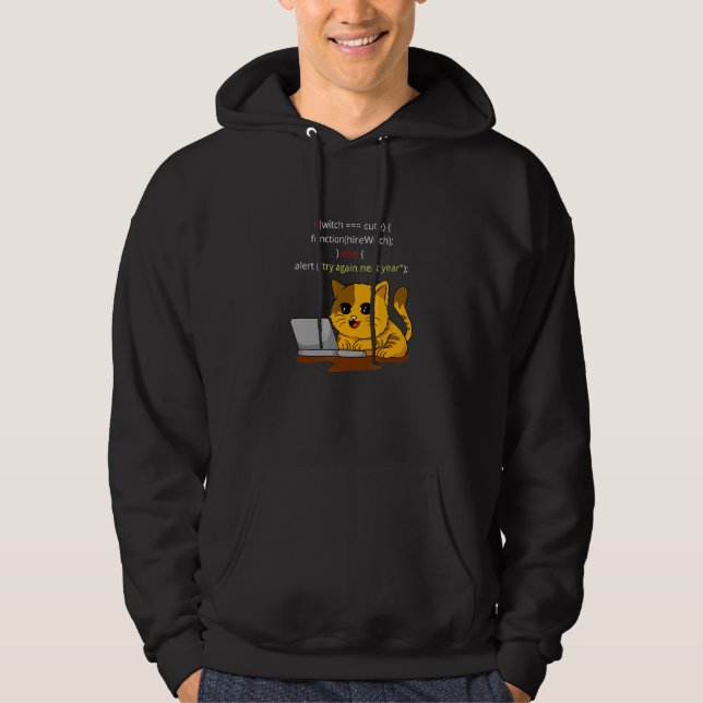 Computercoding-T-Shirt mieten die Hexe, wenn kätze Hoodie (Vorderseite)