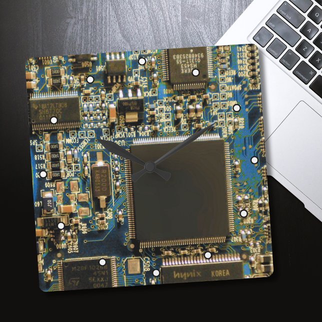 Computerfestplatte - Blau Quadratische Wanduhr (Von Creator hochgeladen)