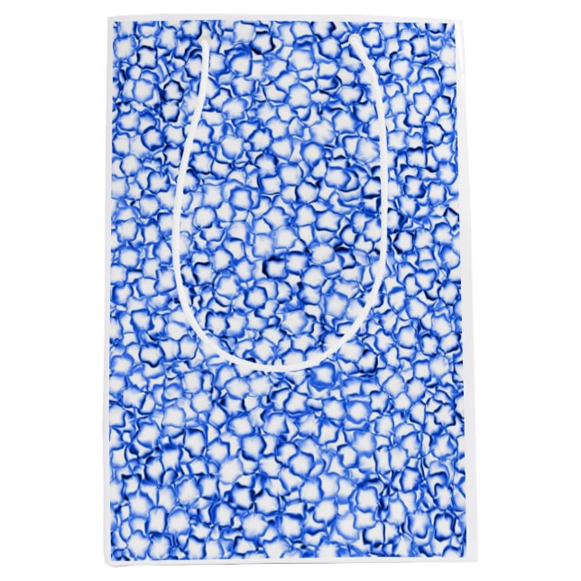 Computergenerierte blaue Blätter Mittlere Geschenktüte (Vorderseite)