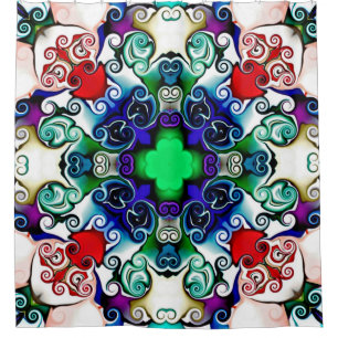 Computergrafik. Darstellung eines abstrakten Flo Duschvorhang