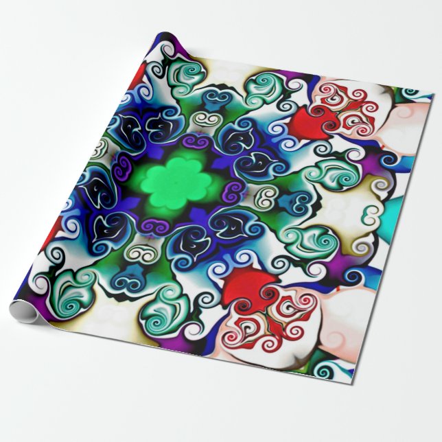 Computergrafik. Darstellung eines abstrakten Flo Geschenkpapier (Ungerollt)