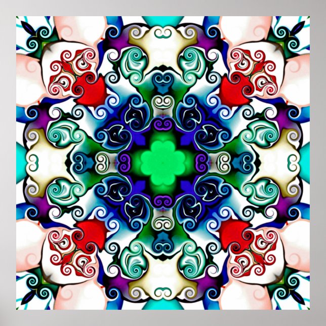 Computergrafik. Darstellung eines abstrakten Flo Poster (Vorne)