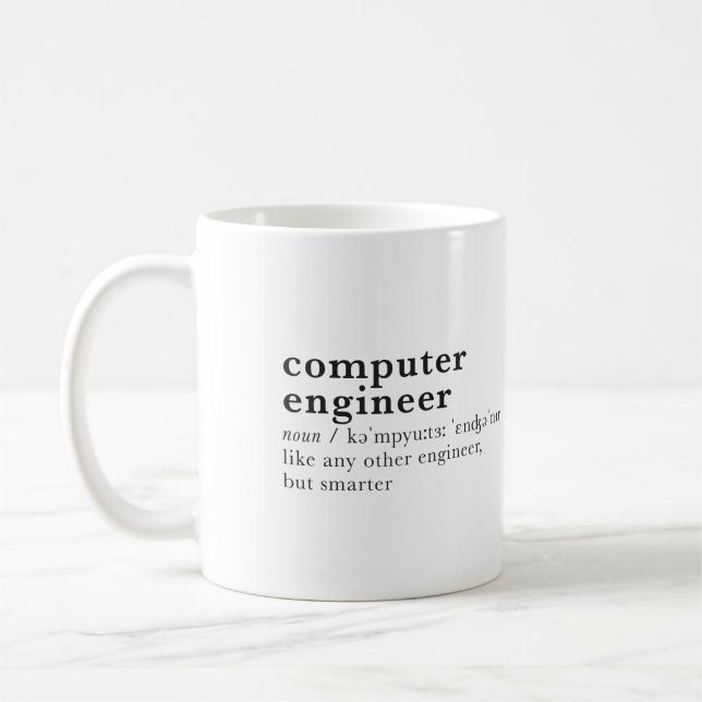 Computeringenieur lustiger Wörterbucheintrag. Kaffeetasse (Links)