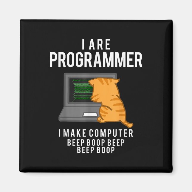 Computerkatzenprogrammierer Funny Coder Meme Magnet (Vorne)