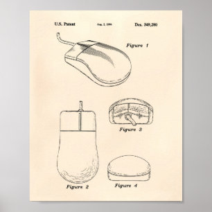 Computermaus 1994 Patent Kunst Altes Papier Poster