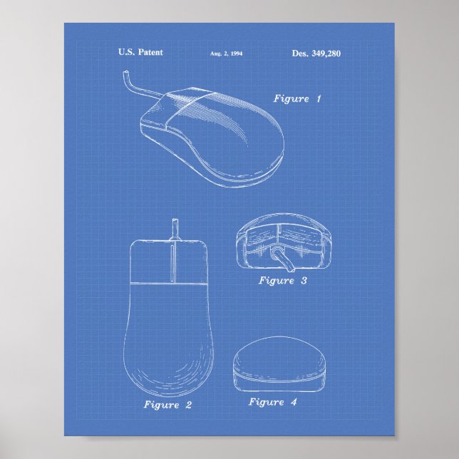 Computermaus 1994 Patent Kunst Blaupause Poster (Vorne)