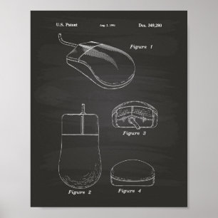 Computermaus 1994 Patent Kunst Tafel Poster