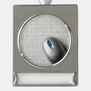 Computermaus Banner-Ornament Silber