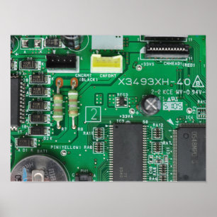Computermuster der grünen elektronischen Schaltung Poster