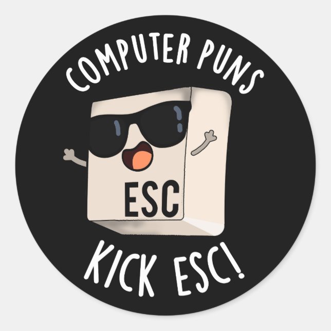Computerpistolen Kick Esc Funny Keyboard Puff Dark Runder Aufkleber (Vorderseite)