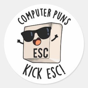 Computerpistolen Kick Esc Funny Keyboard Puff Runder Aufkleber
