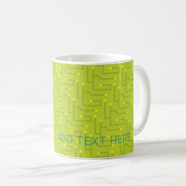 Computerplatine Tech TEXT grün blau Kaffeetasse (VorderseiteRechts)