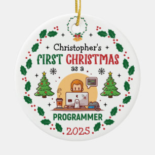 Computerprogrammierer Erste Weihnachten Personalis Keramik Ornament