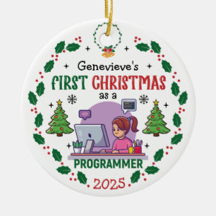 Computerprogrammierer Erster Weihnachtsbaum Indivi Keramik Ornament
