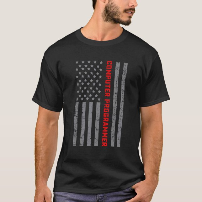Computerprogrammierer Vintage US-Flagge für Männer T-Shirt (Vorderseite)