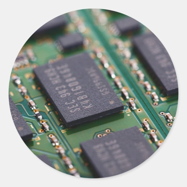 Computerspeicherchips Runder Aufkleber (Vorderseite)