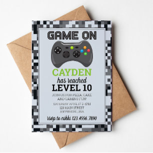 Computerspiel Level Up Gamer Geburtstagseinladung Einladung