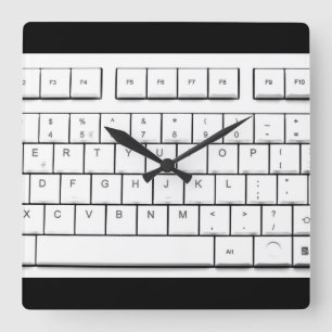 Computertastatur Quadratische Wanduhr
