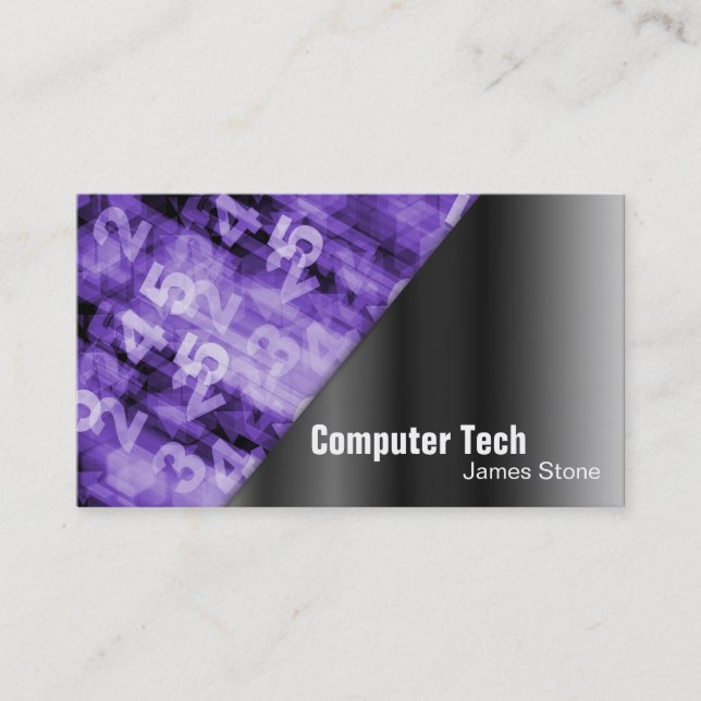 Computertech-Geschäfts-Karten-schwarze u. lila Visitenkarte (Vorderseite)