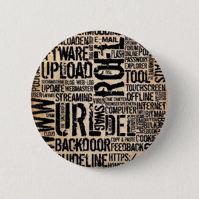 Computerwörterbuch - vintage button (Vorderseite)