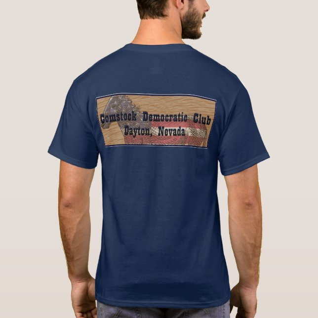 Comstock demokratische Rückseite des Verein-Logos T-Shirt (Rückseite)