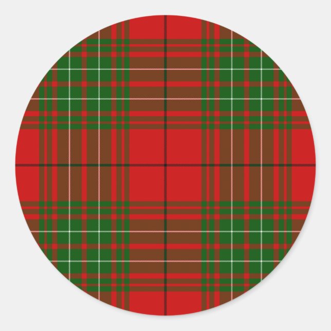 Comyn tartan red kariert runder aufkleber (Vorderseite)