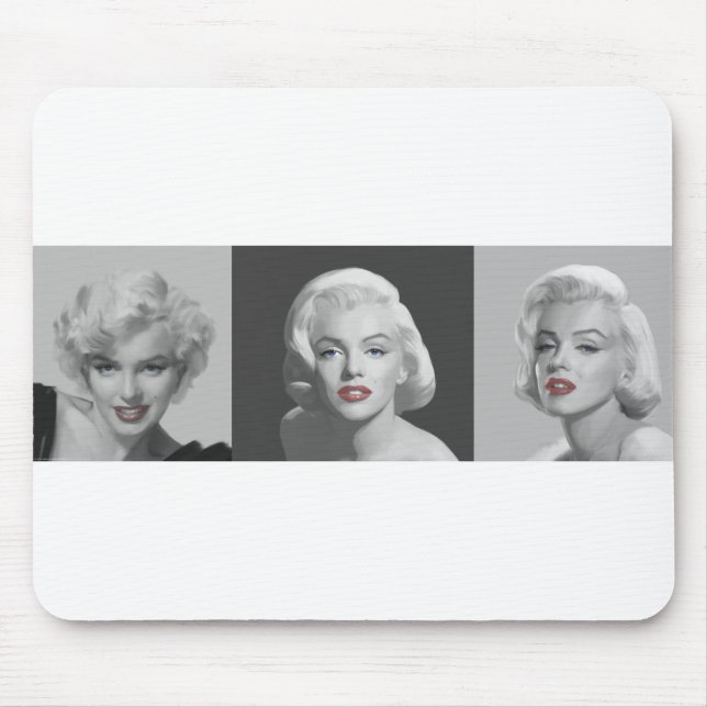 CON18BWRD Marilyn Trio-rote Lippen blaues Eyes.tif Mousepad (Vorne)
