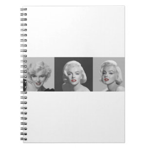 CON18BWRD Marilyn Trio-rote Lippen blaues Eyes.tif Notizblock