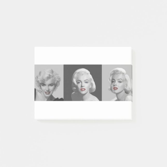 CON18BWRD Marilyn Trio-rote Lippen blaues Eyes.tif Post-it Klebezettel (Vorderseite)