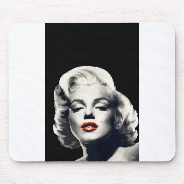 CON24BW-V4 rote Lippen Marilyn IN BLACK.tif Mousepad (Vorne)