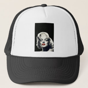 CON24BW-V4 rote Lippen Marilyn IN BLACK.tif Truckerkappe