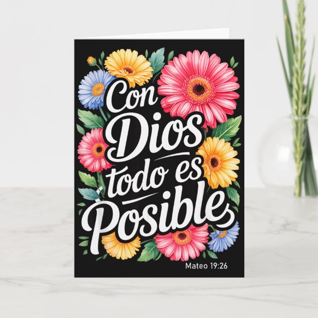Con Dios Todo Es Posible T-Shirt Christlich Spanis Karte (Vorderseite)