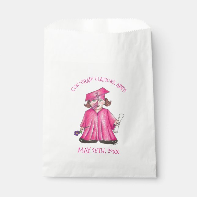 Con "grad" Mules Girl Graduate Cap Gown Diploma Geschenktütchen (Vorderseite)