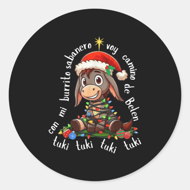 Con Mi Burrito Sabanero Mexican Tuki Tuki Latino X Runder Aufkleber (Vorderseite)