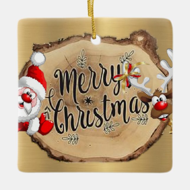con papá Weihnachten elegante Keramikornament (Vorderseite)