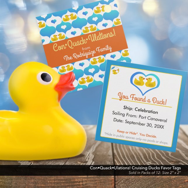 Con ・ Quack ・ Ulations! Kreuzküken Geschenkanhänger (Con•Quack•Ulations! You Found a Duck!–Cruise Ducks Pre-Printed Tags. Add your name & cruise info.)