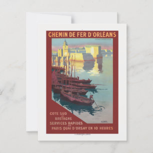 Concarneau France Vintage Poster 1919 Postkarte