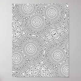 Concentric Circle Mosaic Coloring Page Pattern Art Poster