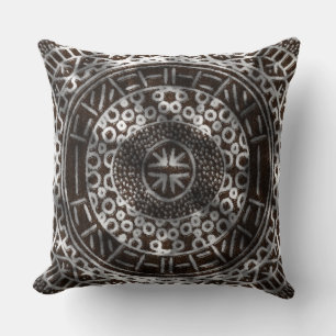 Concentric Circles African Tribal Print braun Kissen