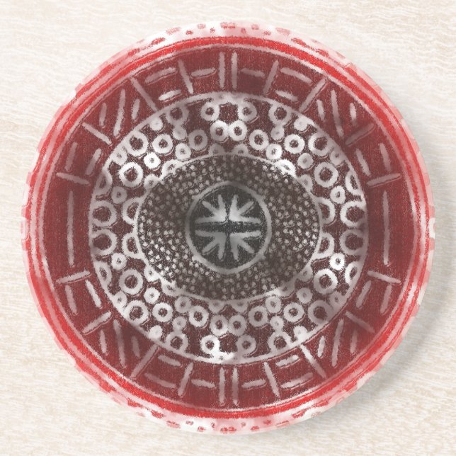 Concentric Circles African Tribal Print red ombre Getränkeuntersetzer (Vorne)