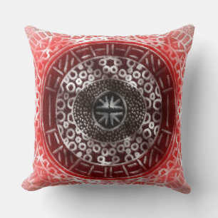 Concentric Circles African Tribal Print red ombre Kissen