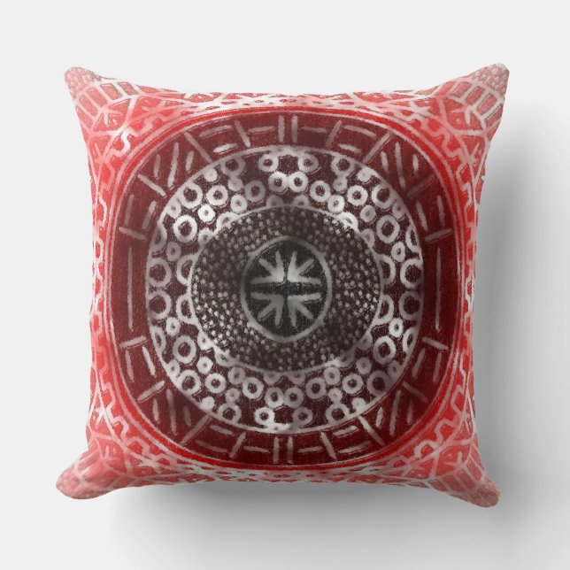 Concentric Circles African Tribal Print red ombre Kissen (Vorderseite)