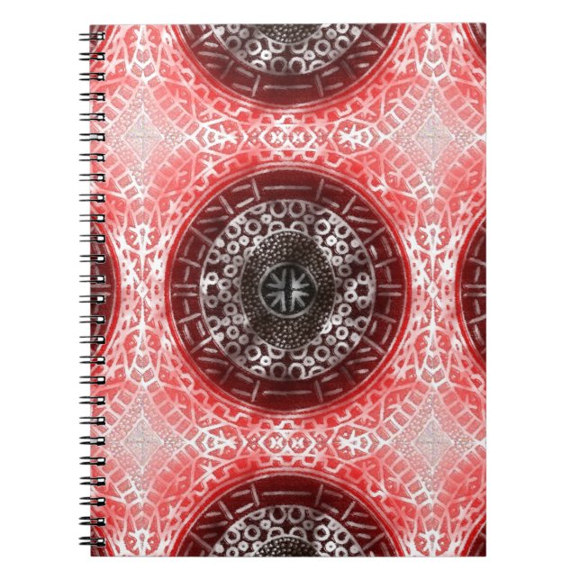 Concentric Circles African Tribal Print red ombre Notizblock (Vorderseite)
