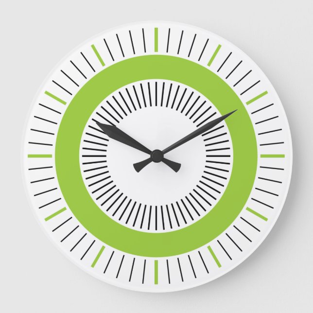 Concentric Rays - Solid Martian Green Große Wanduhr (Vorderseite)